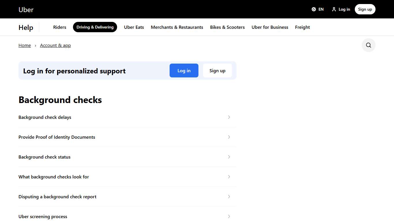 Background checks | Driving & Delivering | Uber Help